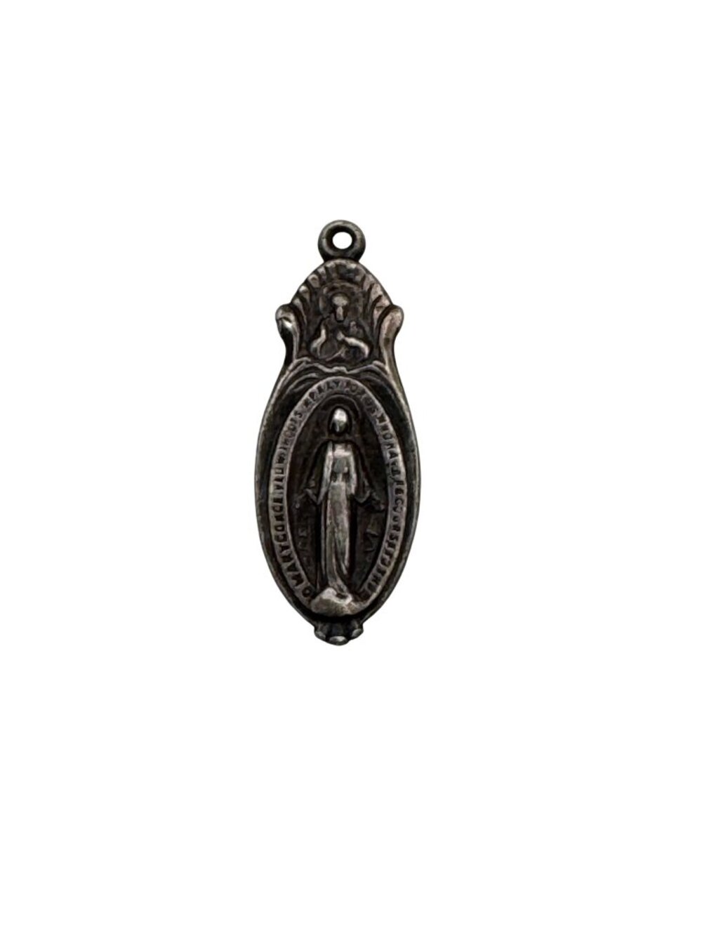 Miraculous Mary Medal Pendant Vintage Sterling Silver Religious Catholic Charm